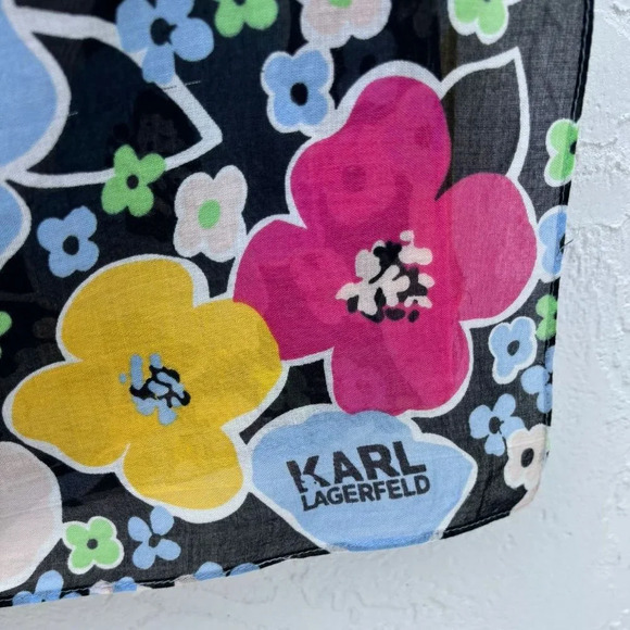 Karl Lagerfield Womens Floral Print Modal Scarf Multicolor Size 35 x 76 - Picture 8 of 12